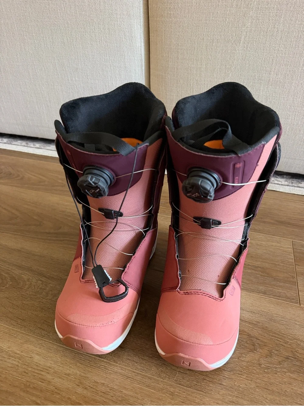 Salomon Women's Pink and Burgundy Snowboard Boots